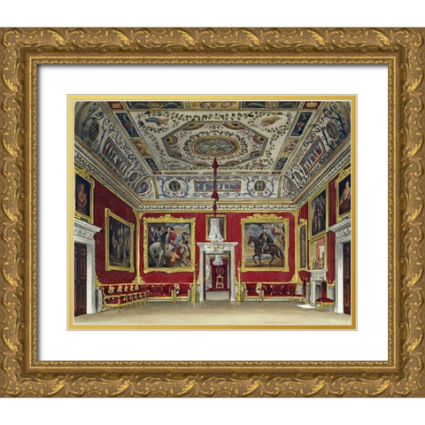 Drawing Room, Buckingham House Gold Ornate Wood Framed Art Print with Double Matting by Stephanoff, I.