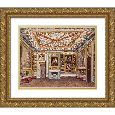 The Presence Chamber, Kensington Palace Gold Ornate Wood Framed Art Print with Double Matting by Stephanoff, J.
