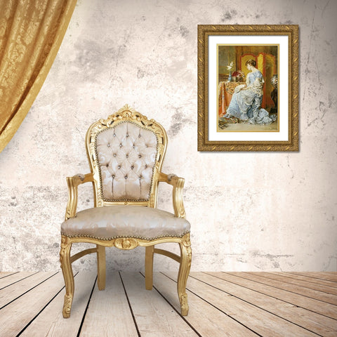 Indecision Gold Ornate Wood Framed Art Print with Double Matting by Stevens, Agapit