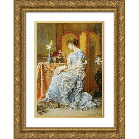 Indecision Gold Ornate Wood Framed Art Print with Double Matting by Stevens, Agapit