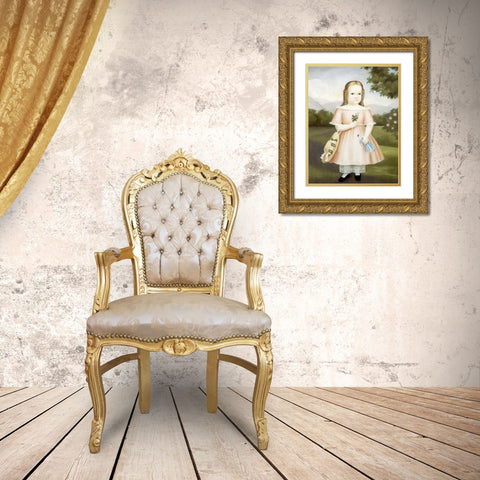 Portrait of a Girl Gold Ornate Wood Framed Art Print with Double Matting by Stock, Joseph Whiting