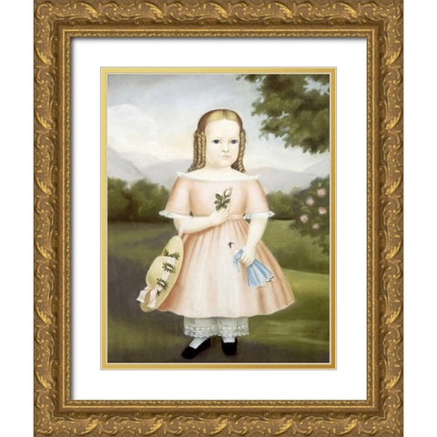 Portrait of a Girl Gold Ornate Wood Framed Art Print with Double Matting by Stock, Joseph Whiting