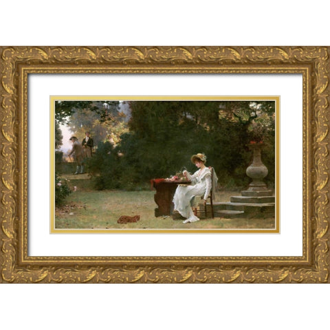 Love at First Sight Gold Ornate Wood Framed Art Print with Double Matting by Stone, Marcus