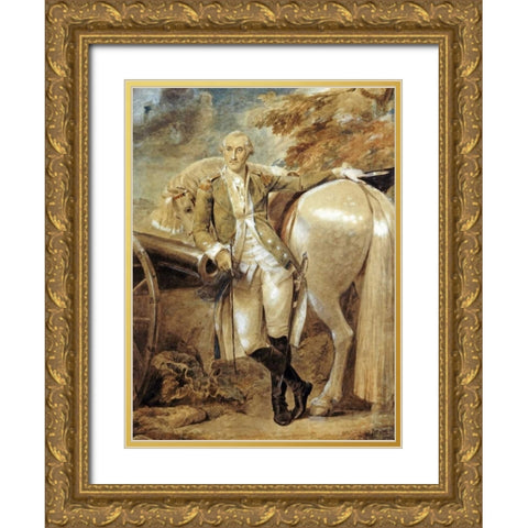 General Nathaniel Green Gold Ornate Wood Framed Art Print with Double Matting by Stothard, Thomas