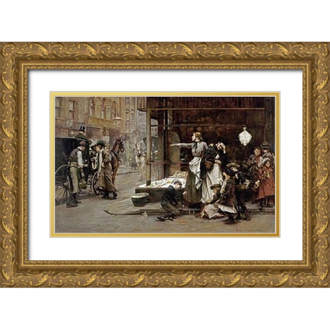 Sisters Gold Ornate Wood Framed Art Print with Double Matting by Tayler, Albert Chevallier
