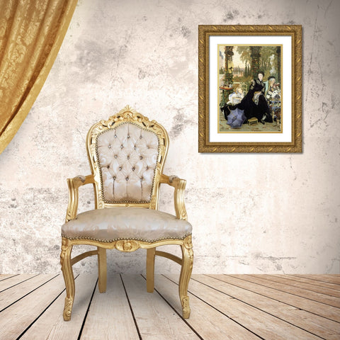 Une Veuve. a Widow Gold Ornate Wood Framed Art Print with Double Matting by Tissot, James Jacques