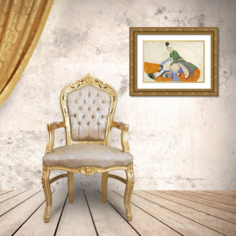 An Erotic Scene Gold Ornate Wood Framed Art Print with Double Matting by Turkey, Abdullah Bokhari