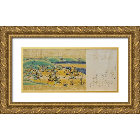 Story of Fowls and Rats Gold Ornate Wood Framed Art Print with Double Matting by Unknown