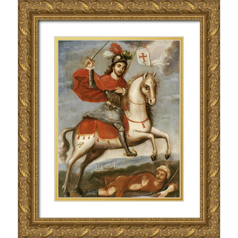 Santiago Matamoros Gold Ornate Wood Framed Art Print with Double Matting by Unknown