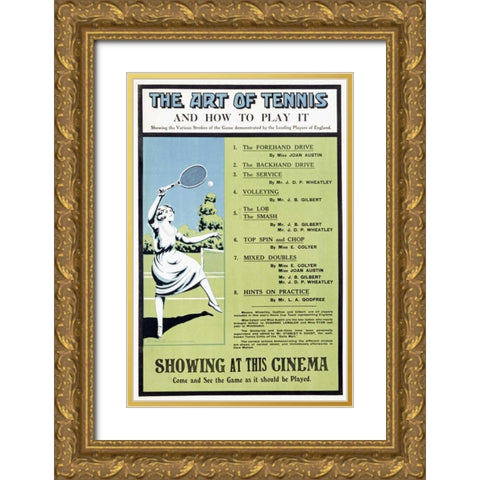 The Art of Tennis Gold Ornate Wood Framed Art Print with Double Matting by Unknown