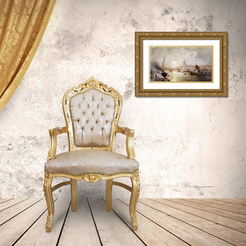 The Pool of London Gold Ornate Wood Framed Art Print with Double Matting by Unterberger, Franz Richard