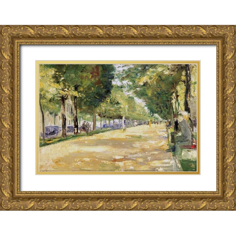 The Tiergarten Park, Berlin Gold Ornate Wood Framed Art Print with Double Matting by Ury, Lesser