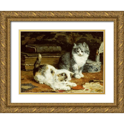 Signed and Sealed Gold Ornate Wood Framed Art Print with Double Matting by Van Den Eycken, Charles