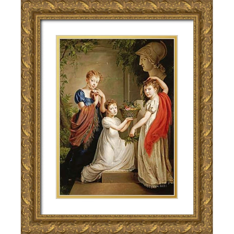 Homage To Minerva Gold Ornate Wood Framed Art Print with Double Matting by Van Gorp, Henri Nicholas