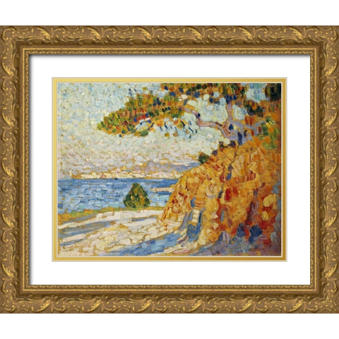 Countryside at Noon Gold Ornate Wood Framed Art Print with Double Matting by Van Rysselberghe, Theo