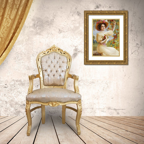 A Summer Beauty Gold Ornate Wood Framed Art Print with Double Matting by Vernon, Emile