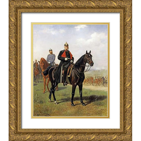 The Battle of Konigsgratz, 1864 Gold Ornate Wood Framed Art Print with Double Matting by Volkers, Emil