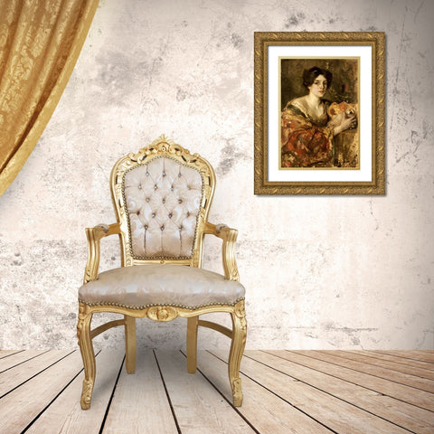 The Fortune Teller, Miss Jane Aitken Gold Ornate Wood Framed Art Print with Double Matting by Walton, Edward Arthur