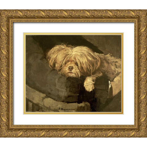 Resting Gold Ornate Wood Framed Art Print with Double Matting by Wegmann, Bertha