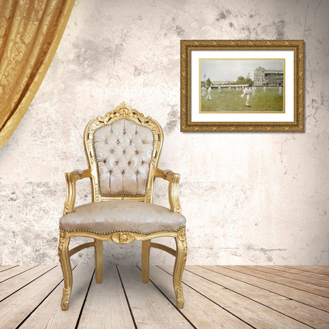 Cricket at Lords Gold Ornate Wood Framed Art Print with Double Matting by Wollen, W.B.