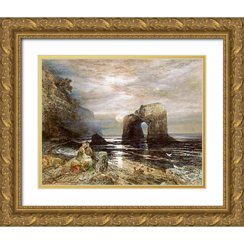 The Honeymoon Gold Ornate Wood Framed Art Print with Double Matting by Woolmer, Alfred Joseph