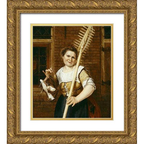 Wife of Haymaker Gold Ornate Wood Framed Art Print with Double Matting by Zegelaar, Gerrit