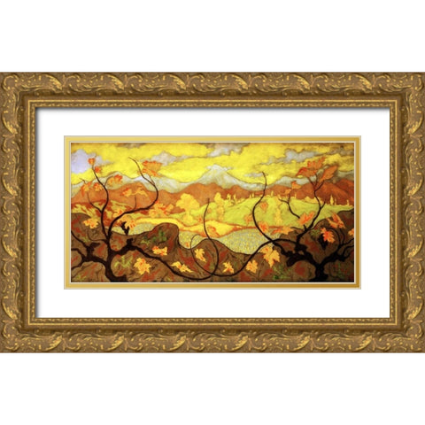 The Vines Gold Ornate Wood Framed Art Print with Double Matting by Ranson, Paul