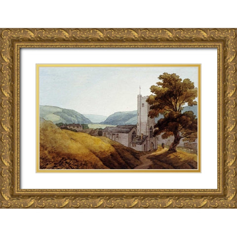 From The Churchyard at Dulverton, Somerset Gold Ornate Wood Framed Art Print with Double Matting by Abbott, John White