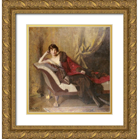 Portrait of Countess Michael Karolyi Gold Ornate Wood Framed Art Print with Double Matting by Adams, John Quincy