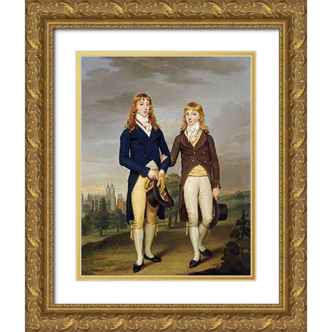 Portrait of Two Eton Schoolboys Gold Ornate Wood Framed Art Print with Double Matting by Alleyne, Francis