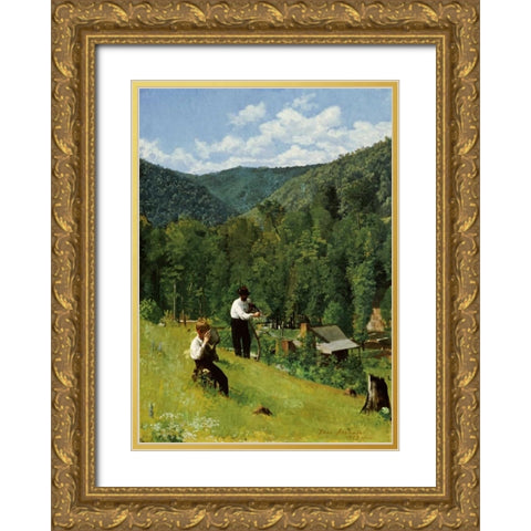 The Farmer and His Son at Harvesting Gold Ornate Wood Framed Art Print with Double Matting by Anshutz, Thomas Pollock
