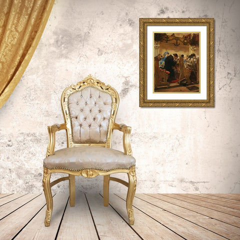 Museumistmas Prayers Gold Ornate Wood Framed Art Print with Double Matting by Bacon, Henry