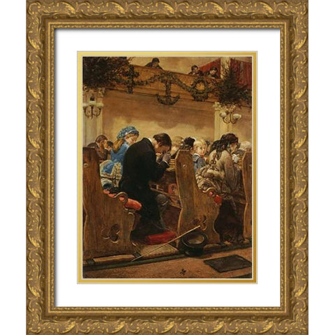 Museumistmas Prayers Gold Ornate Wood Framed Art Print with Double Matting by Bacon, Henry