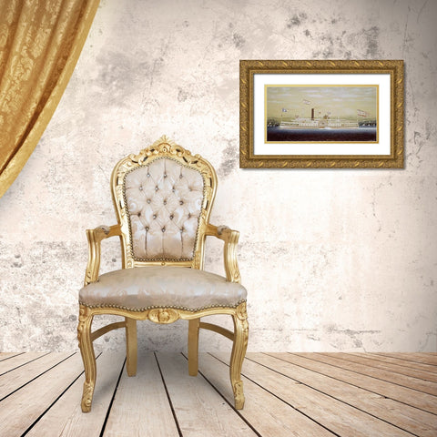 Paddle Steamboat Gold Ornate Wood Framed Art Print with Double Matting by Bard, James