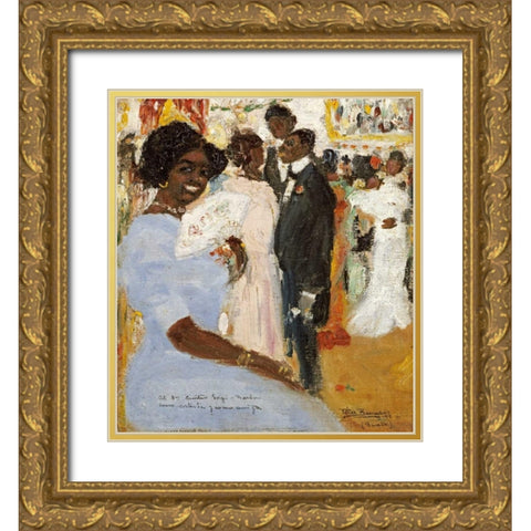 Negro Ball Gold Ornate Wood Framed Art Print with Double Matting by Barradas, Rafael Perez
