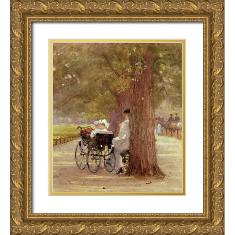 A Rest In The Row Gold Ornate Wood Framed Art Print with Double Matting by Bartom, Rose Maynard