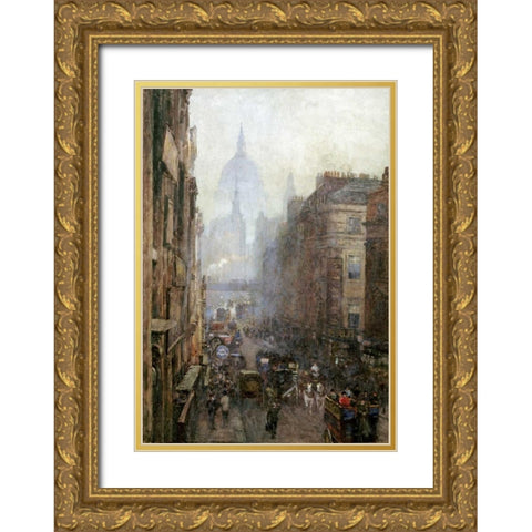 Fleet Street Gold Ornate Wood Framed Art Print with Double Matting by Bartom, Rose Maynard