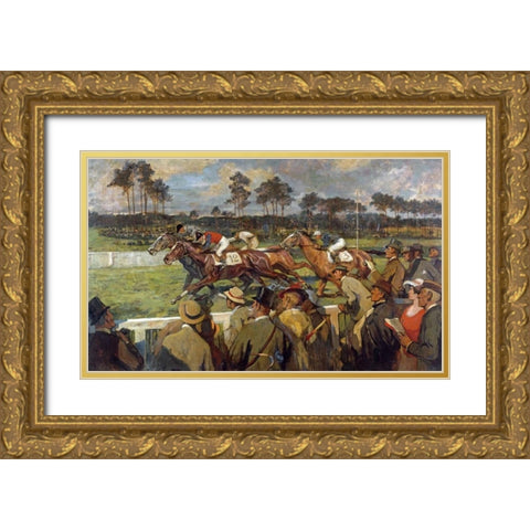 Racing, Hoppe-Garden, Berlin Gold Ornate Wood Framed Art Print with Double Matting by Berlin School