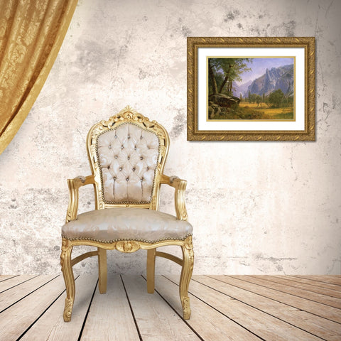 Yosemite Valley Gold Ornate Wood Framed Art Print with Double Matting by Bierstadt, Albert