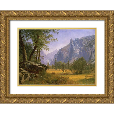 Yosemite Valley Gold Ornate Wood Framed Art Print with Double Matting by Bierstadt, Albert