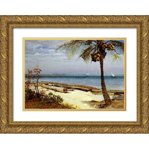 Tropical Coast Gold Ornate Wood Framed Art Print with Double Matting by Bierstadt, Albert