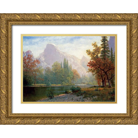Half Dome: Yosemite Gold Ornate Wood Framed Art Print with Double Matting by Bierstadt, Albert