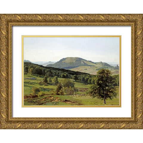 Landscape - Hill and Dale Gold Ornate Wood Framed Art Print with Double Matting by Bierstadt, Albert