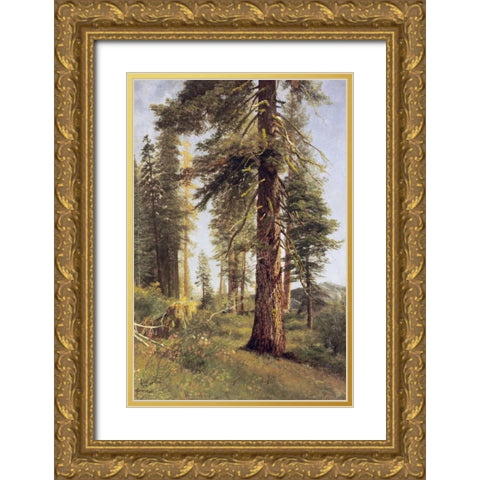 California Redwoods Gold Ornate Wood Framed Art Print with Double Matting by Bierstadt, Albert