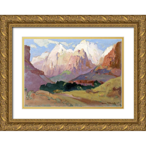 Grand Tetons Gold Ornate Wood Framed Art Print with Double Matting by Bischoff, Franz