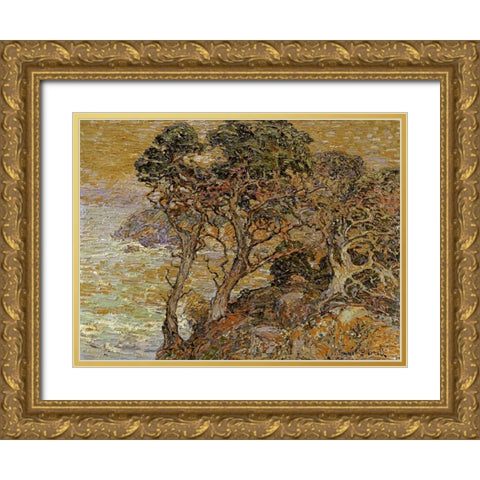 Point Lobos, Monterey Coast Gold Ornate Wood Framed Art Print with Double Matting by Bischoff, Franz