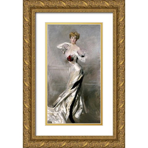 Portrait of The Countess Zichy Gold Ornate Wood Framed Art Print with Double Matting by Boldini, Giovanni