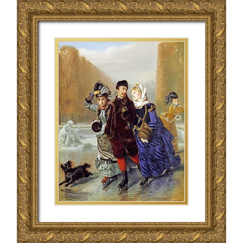 Showing a Preference Gold Ornate Wood Framed Art Print with Double Matting by Boutibonne, Charles Edouard