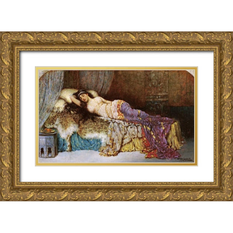 Sleeping Beauty Gold Ornate Wood Framed Art Print with Double Matting by Breakspeare, William A.