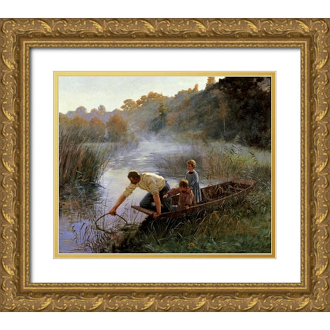 The Fishermans Family Gold Ornate Wood Framed Art Print with Double Matting by Brouillet, Pierre Andre